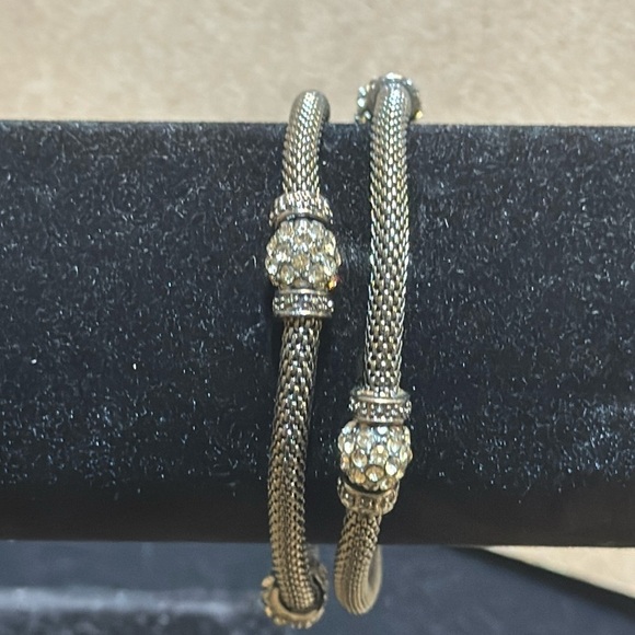 Silver Tone Stretch Rhinestones Bracelets set of two vintage Silpada - Picture 1 of 11